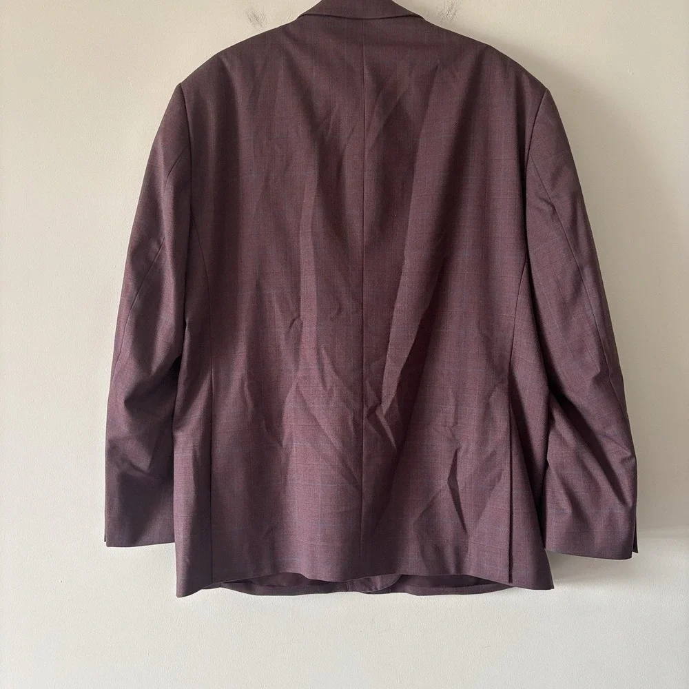 Jos A Bank Tailored Fit Blazer Sport Coat Windowpane Sz 50R Wool Blend Old Money